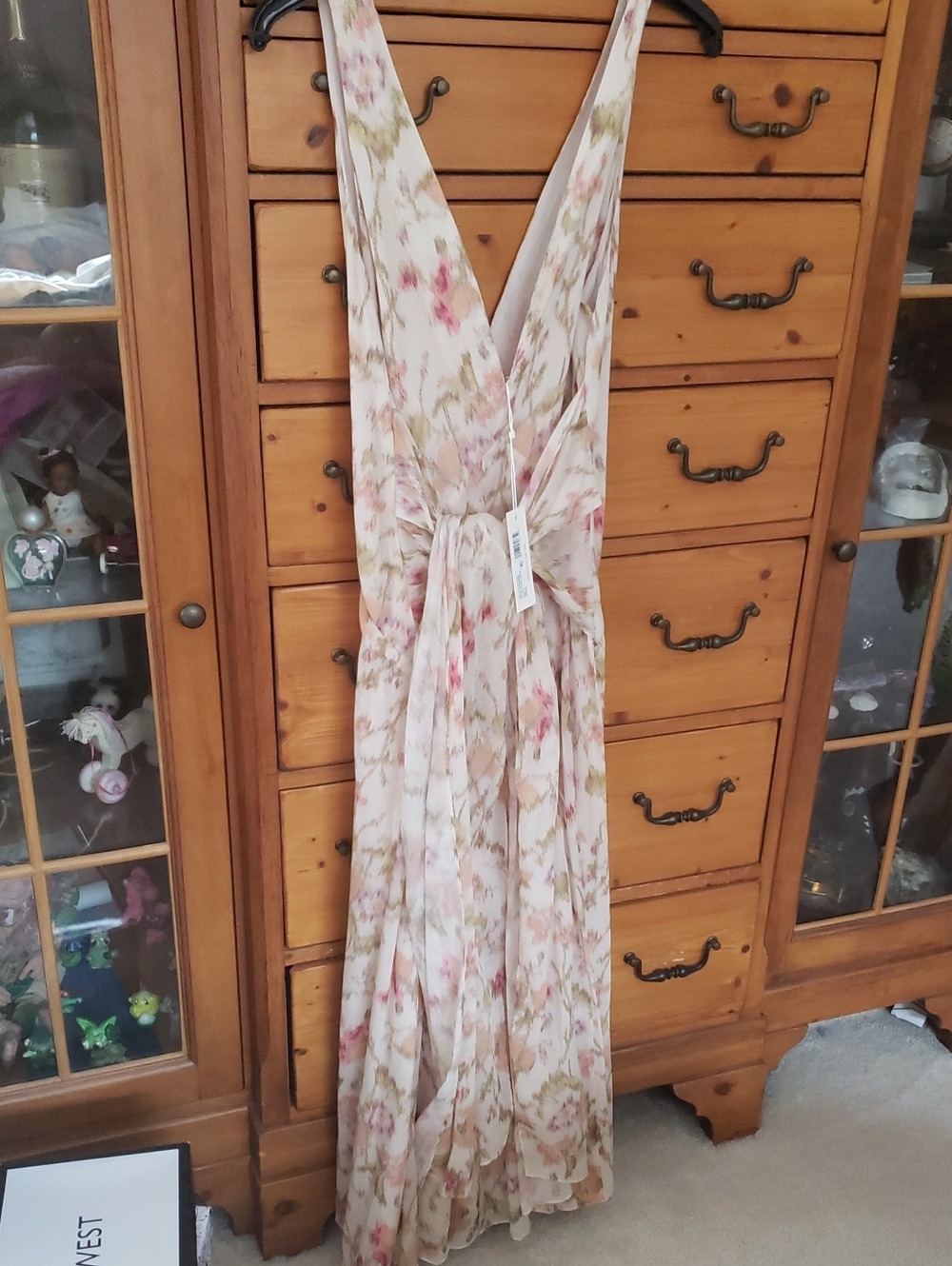 Rebecca Taylor Blush Floral Maxi Dress with V-Neck